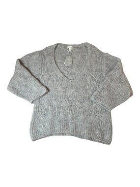 H&M Premium Alpaca Wool Blend V-Neck Sweater Pullover Grey Mélange Size S NWT
